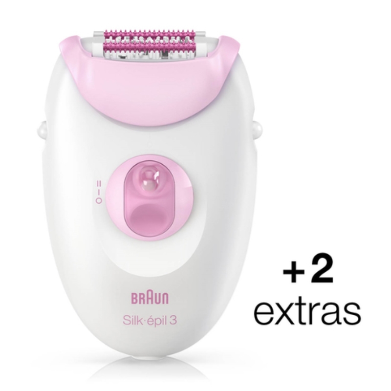 BRAUN Silk épil 3 (3270) epilatore Braun 20 pinzette bianco e rosa